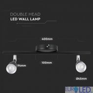 9W LED Двойна Спот Лампа 3000К Черна 