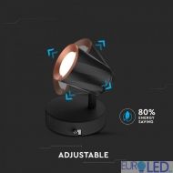 6W LED Единична Спот Лампа Неутрална Светлина Черна