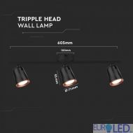 18W LED Тройна Спот Лампа Неутрална Светлина Черна