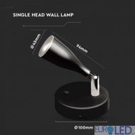 4.5W LED Единична Спот Лампа 3000К Черна с Ключ