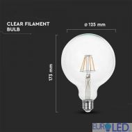 LED Крушка - 10W Filament  E27 G125 3000K 