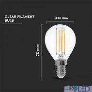 LED Крушка - 4W Filament  E14 P45 3000K