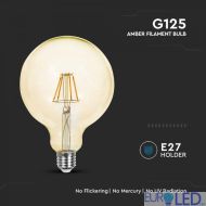 LED Крушка - 4W Filament  E27 G125 Амбър 2200К 
