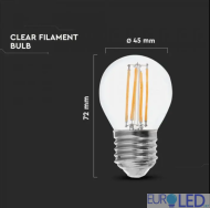LED Крушка - 6W Filament E27 G45 3000К 130LM/W