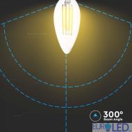 LED Крушка - 6W Filament E14 Кендъл 6000К 130LM/W