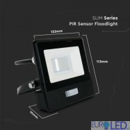 10W LED Прожектор PIR Сензор SAMSUNG ЧИП Черно Тяло 3000К 1М Кабел 