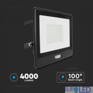 50W LED Прожектор PIR Сензор SAMSUNG ЧИП Черно Тяло 3000К 1М Кабел 