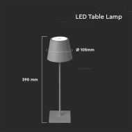 3W LED RECHARGEABLE DESK LAMP(TOUCH DIMMABLE) 4000K GREY BODY