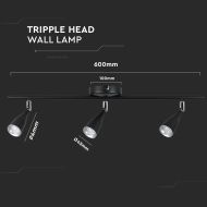 13.5 LED Тройна Спот Лампа 4000К Черна  