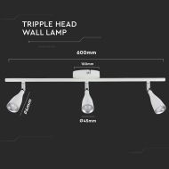 13.5 LED Тройна Спот Лампа 3000К Бяла 