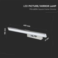 8W LED PICTURE/MIRROR LAMP -MOVABLE-SQUARE FRAME-CHROME 4000K D:455