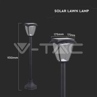 2W LED Соларна Лампа Със Стълб Черен Мат 3000К+6000К