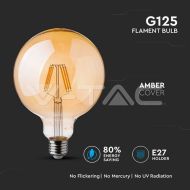 LED Крушка - 5W Filament  E27 G125 Амбър 2200К
