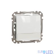 Sedna Design & Elements, Еднопосочен пуш бутон 12V 10A син локаторен LED, етикет, бял
