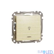 Sedna Design & Elements, Еднопосочен пуш бутон 10A син локаторен LED символ Лампа, бреза