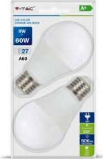 LED Крушка - 9W E27 A60 Термо Пластик 3Степенно Димиране 6400K 2Бр/Блистер -  NEW  